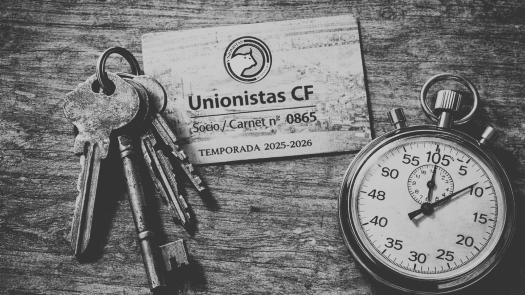 Composición que representa la rutina y la paciencia del aficionado de Unionistas.