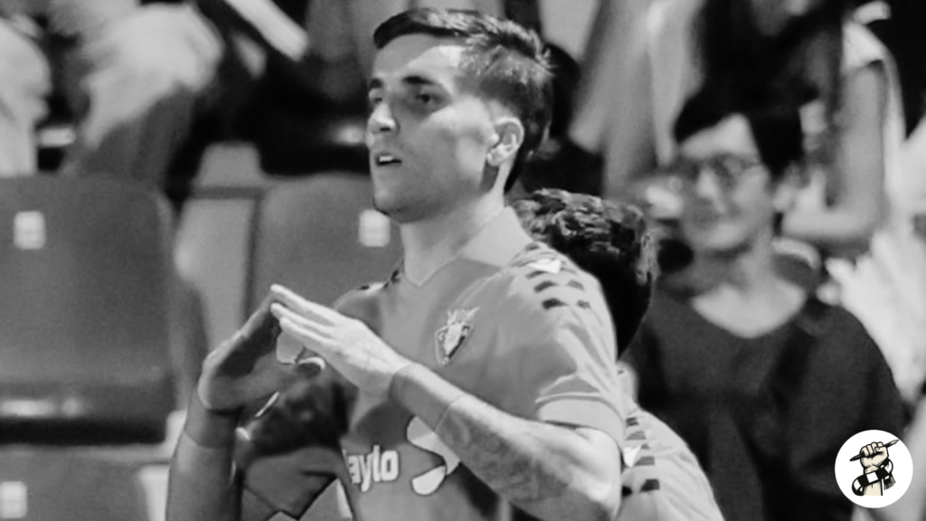 Dani González celebra su gol con Osasuna ante Unionistas